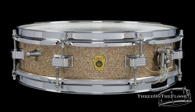 1960s Ludwig Pre-Serial Downbeat Snare Drum Keystone Champagne :  4 x 14 image 1