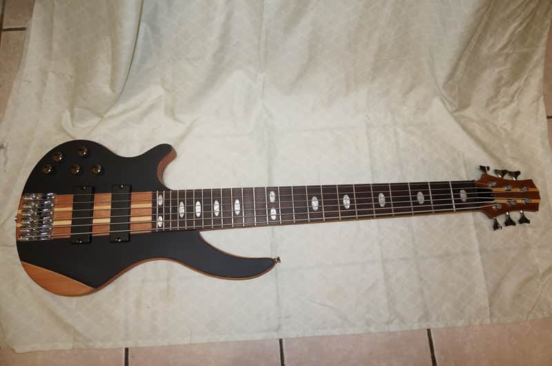 Left handed 6 string bass guitar, neck through body,  2015 Wood image 1