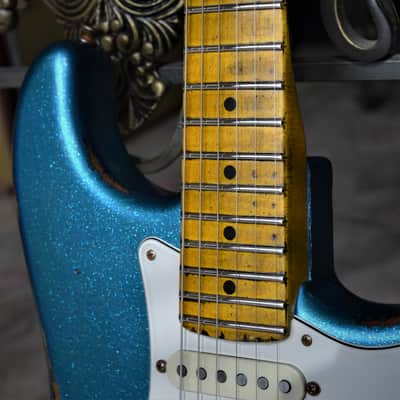 American Fender Stratocaster Performer Custom Relic Nitro Blue Sparkle image 2