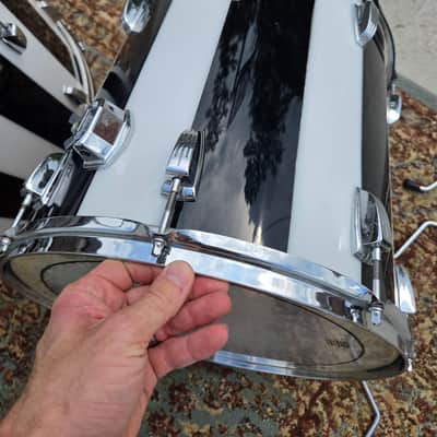 1970s Ludwig Vistalite Pro Beat 6pc Shell Pack 13/14/16/18/24" w/ Matching 5x14" Snare Drum - Pattern (F) Black/White image 19