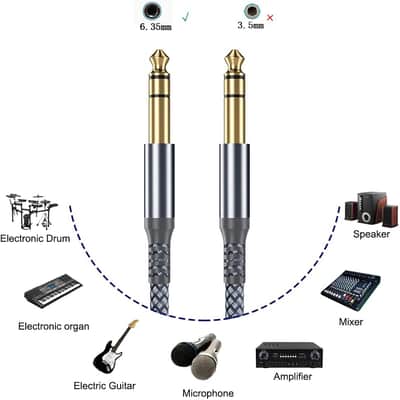 1/4 Inch TRS Instrument Guitar Cable 10ft 2Pack,Straight 6.35mm Guitar Bass AMP Cord,Quarter Inch 6.3mm Male Jack Stereo Audio Balanced Line for Electric Guitar,Bass,Keyboard,Amplifier,Speaker image 3