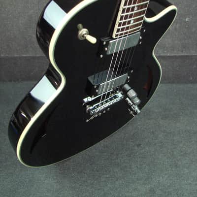 Parkwood H2 Black Hybrid Electric Semi-Hollowbody Guitar w/ Hardshell Case image 9