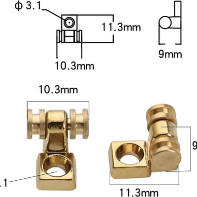 2 PCS Roller String Retainer String Trees for Electric Guitar Roller String Trees Roller String Guide for Tele Telecaster Strat Stratocaster Electric Guitar Gold image 2