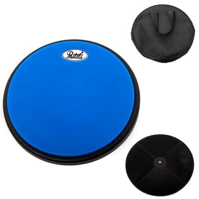 PAITITI 10 Inch Silent Portable Practice Drum Pad Round Shape with Carrying Bag Blue Color image 1