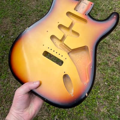 MJT Vintage Aged Nitro Guitar Body VTS 3 Tone Burst Body Only No  Parts Incuded image 1