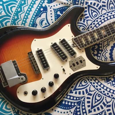 Teisco Silvertone 1445L 1968-9 Aged Vintage Cherry Sunburst image 2
