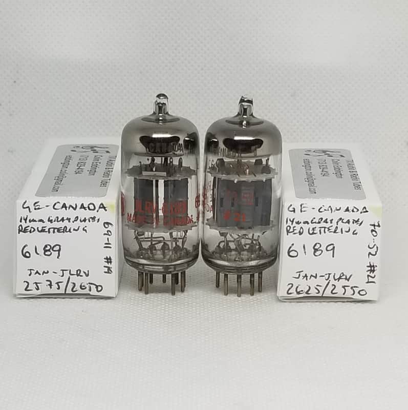 GE JAN JLRV 6189 Gray Plate Well Matched Pair (3.7%) NOS 12AU7 6189W ECC82 image 1