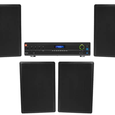 JBL Commercial Amplifier+(4) Slim Black Wall Speakers for Restaurant/Bar/Cafe image 1
