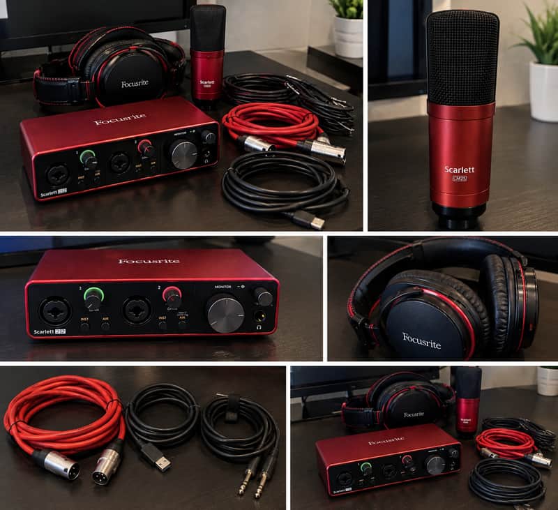 Focusrite Scarlett 2i2 Studio 3rd Gen USB Recording Bundle 2019 - Present - Red / Black image 1