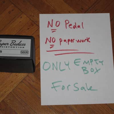 lightly handled - some imperfections MXR EMPTY BOX ONLY for M75 Super Badass Distortion (NO pedal / NO paperwork) specifically from 2015 (2010s - 2020s) - BOX: Black Cardboard / LABEL: Light Gray & Black/ GRAPHIC: Silver image 2