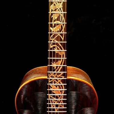Acoustic Guitar Handmade by Blueberry, Parlor, 6 String wood Dragon motif Guitar, Custom Handcrafted Wooden Guitar, Grand Concert Guitar image 2