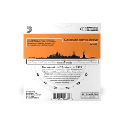 D'Addario EJ15 3-Pack Phosphor Bronze, X-Light 10-47 Acoustic Guitar Strings image 3