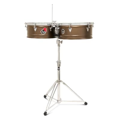 LP Latin Percussion LP1415-PM Pedrito 14″/15″ Dark Mocha Steel Timbales w/ Chrome-Plated Hardware image 5