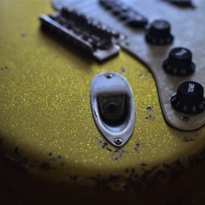 American Fender Stratocaster Relic Custom Vintage Gold Chartreuse Sparkle Texas Specials image 4