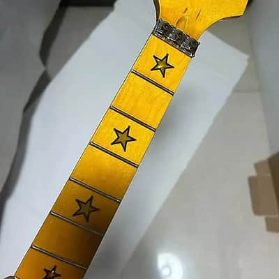 Yellow Strat Style Guitar Maple Neck, 22 Frets Fingerboard, Stars Inlay Markers image 1
