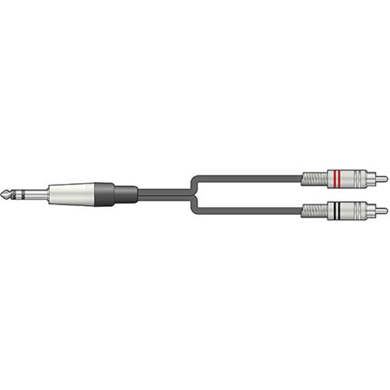 Citronic 6.3mm TRS Jack Plug To 2x RCA Connectors Classic Audio Cable (1.5m) image 1