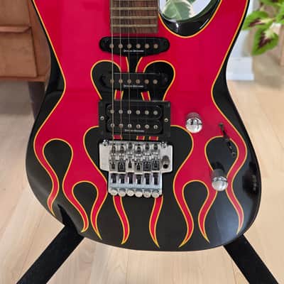 Jackson Dinky Pro Series DK2 MJ Japan Hand Painted Signed Hot Rod Flames Japanes MIJ Super Strat HSS Floyd Rose 2002 Fender First Year image 5