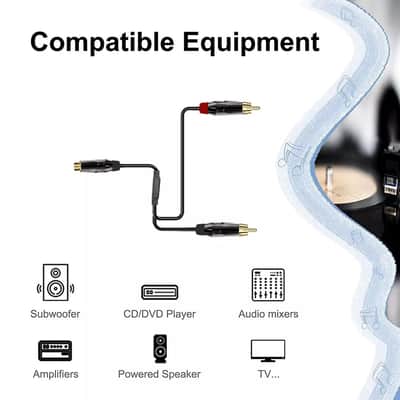 RCA Female Mono to Dual RCA Male Mono Splitter Y Cable Extension Insert Cable image 2