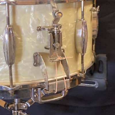 Slingerland - 1930s, 6.5x14" Gene Krupa No. 111, Radio King Snare Drum. White Marine Pearl image 6