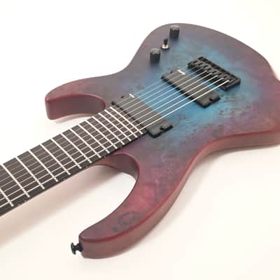 Agile 8 String 28 5/8" Scale Intrepid Pro 828 EB CA Blue Purple Burl Electric Guitar image 4