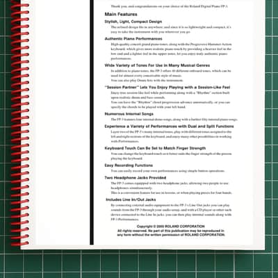 Roland FP-3 — 2 in 1 Owners Manual User Guide Instructions — 71 Pages — USA Made