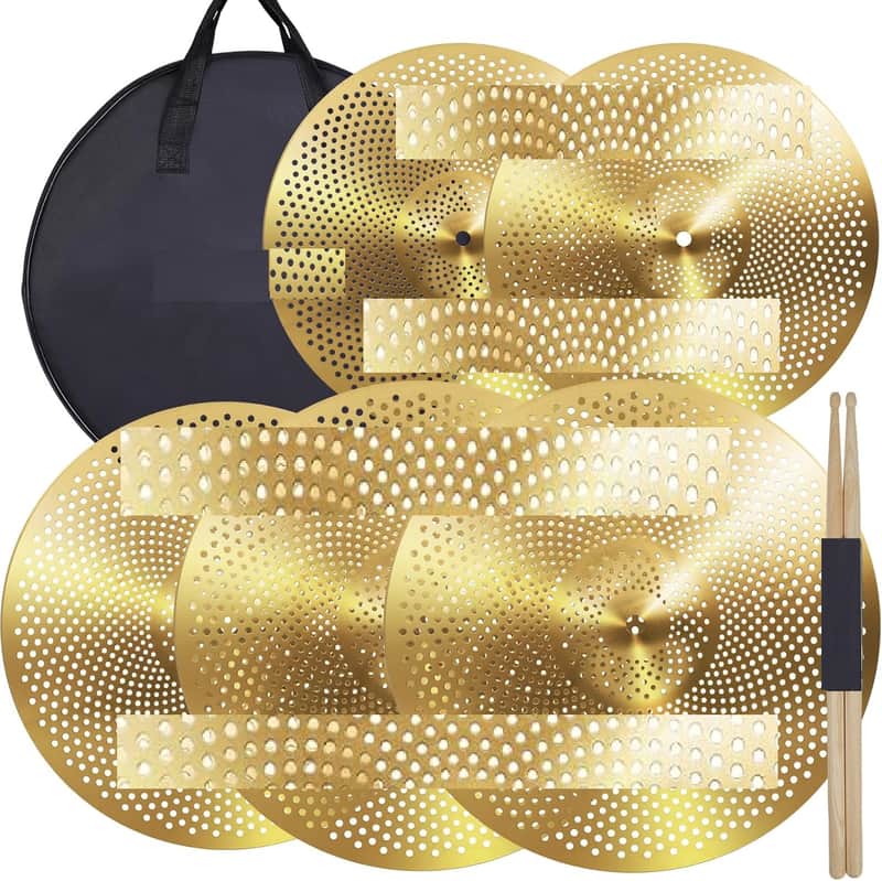Cymbal Pack Drum Cymbals Set 14"/14"/16"/18"/20" 5 Pieces Cymbals with Cymbal Bag for Drum Set image 1