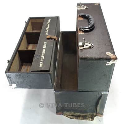 Small, Black, RCA, Vintage Radio TV Vacuum Tube Valve Caddy Carrying Case image 4