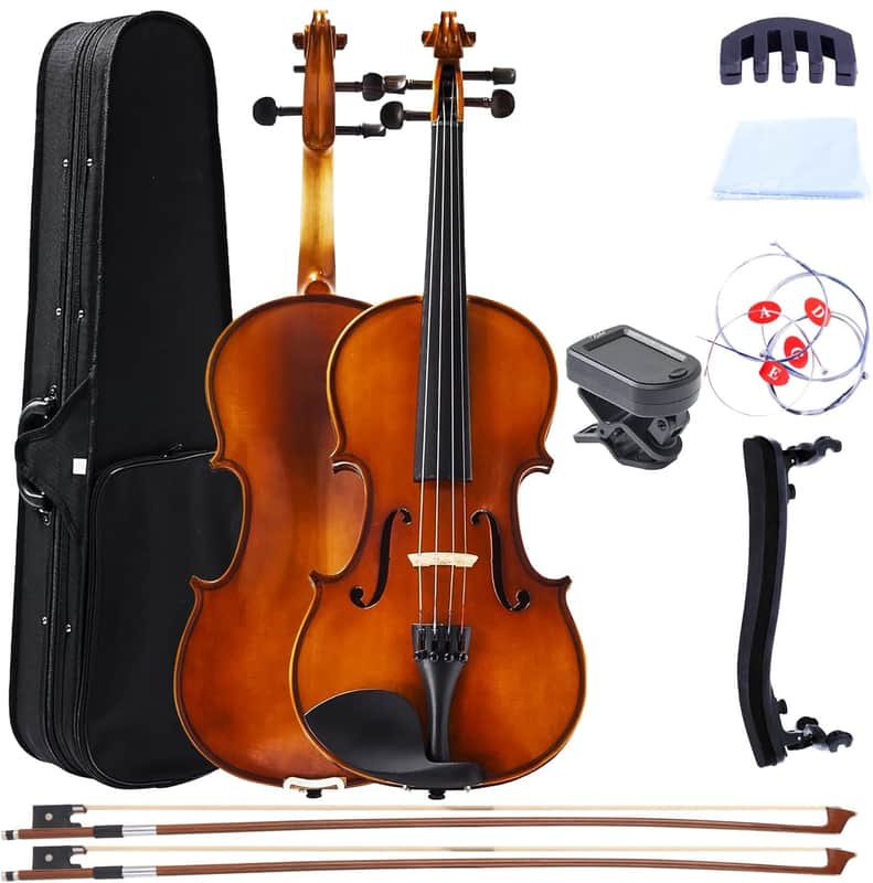 1/2 Acoustic Violin for Beginners, Full Size Solidwood Fiddle | Reverb