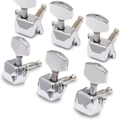 Semiclosed String Tuning Pegs Machine Heads Tuners 3L 3R Electric Acoustic Guitar parts Replacement Set of 6Pcs Chrome. (3L+3R) image 2