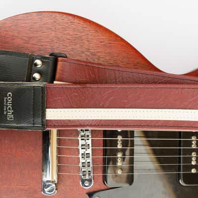 Couch Dark Red With White Vinyl Racer X Guitar Strap image 3