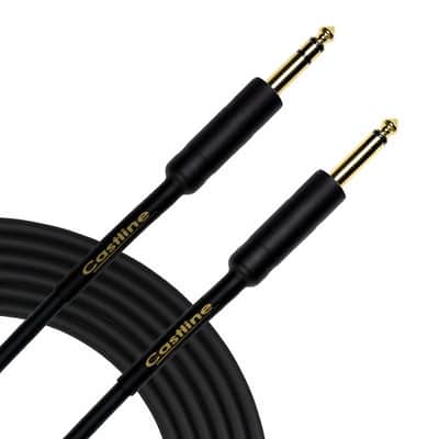20 Ft Castline Gold 1/4" TRS to 1/4" TS Mogami 2549 Stereo to Mono Summing Cable with Resistors image 1