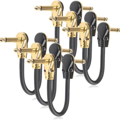 6 Pack 6 Inch Guitar Patch Cable Ultra Quiet Instrument Effect Pedal Patch Cords 1/4 inch Right Angle Low Profile Pancake Design image 1