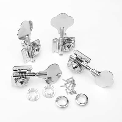 4R Open Bass Guitar Tuning Pegs Chrome - Vintage 1:22 Ratio Machine Heads for Electric Bass Jazz Bass, Replacement Parts for Right Handed 4-String Bass image 5