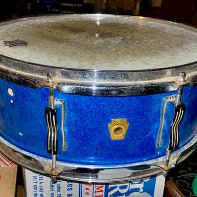 Ludwig No. 908 Jazz Festival 5x14" 8-Lug Snare Drum with Keystone Badge 1960 - 1968 - Blue Sparkle image 1