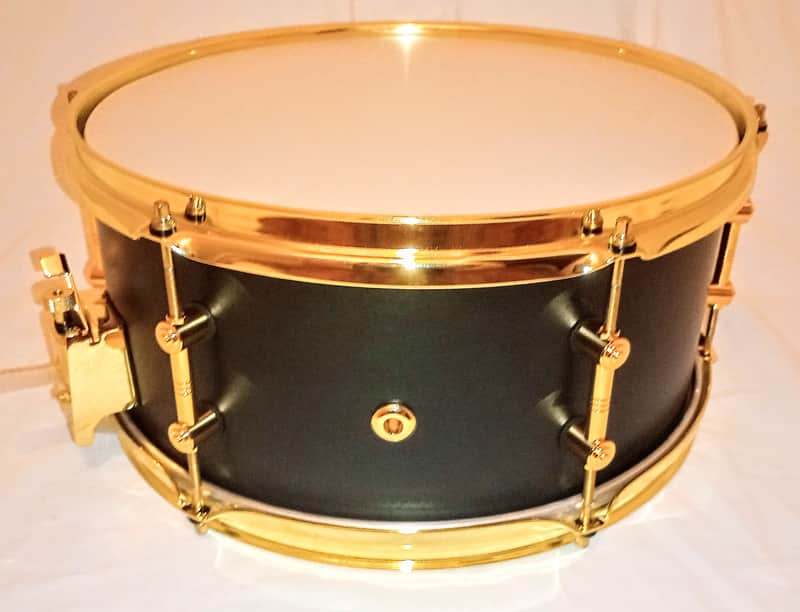 VEX/MARTIALPERCUSSION PARTS CUSTOM SATIN BRASS TRIMMED SNARE DRUM  2024 - DARK SATIN -FREE SHIP TO CUSA! image 1