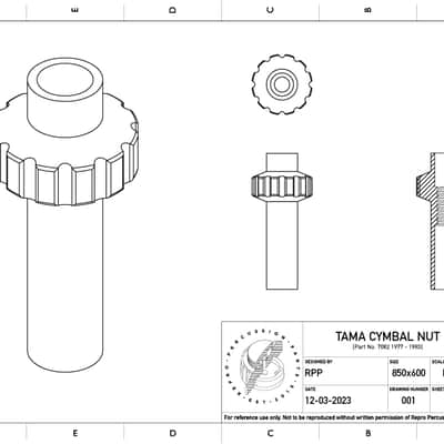 Reproduction Tama Cymbal Nut 1977-1983 image 3