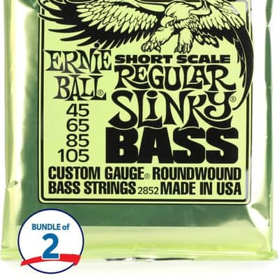 Ernie Ball 2852 Regular Slinky Nickel Wound Electric Bass Guitar Strings (2-Pack) - .045-.105 Short Scale image 2