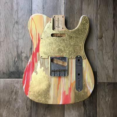 Made to Order - FRANCHIN Mars guitar body Colorful Wood Grain Oil Paint and Metallic Leaf Swamp Ash Telecaster-Tele-T-Style Made in Italy image 5