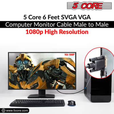 5 Core 3 Feet SVGA VGA Computer Monitor Cable Male to Male 1080p High Resolution - VGA 1001-VGA 1001 image 3