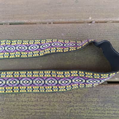 Vintage 1960's Bobby Lee Banjo Strap! Cool Purple/Green Pattern, Metal Buckle! Original Case Candy! Bild 3
