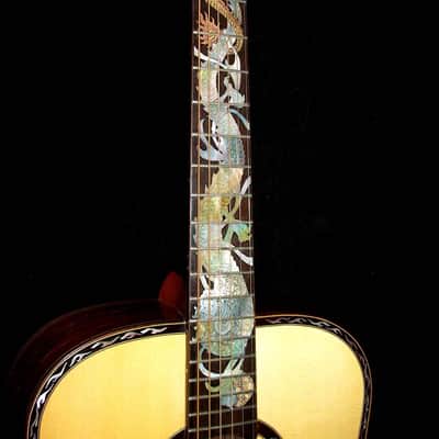 Blueberry Handmade Dreadnought Acoustic Guitar Dragon Motif Built to Order image 7
