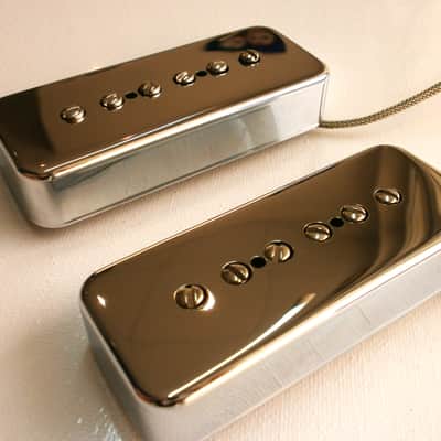 SOAP BAR P90 Pickups SET METAL CHROME PLATED Nickel Silver Cover Vintage  Gibson Epiphone Custom Shop Q image 6