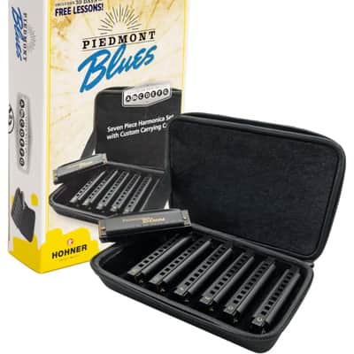 Hohner Piedmont Blues Harmonica Set 7-piece with Case-NEW image 2
