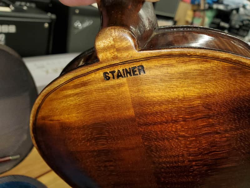 Stainer Antique Violin with coffin case restored with fiddle violin bridge set up 1 bad gear image 1