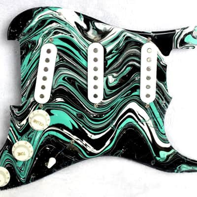 Custom Swirl Painted and Fully Loaded Fender Squier Strat (11 Hole) Pickguard image 1