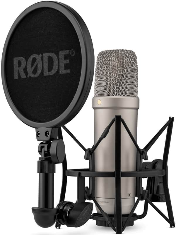 RODE NT1 5th Generation Large-Diaphragm Studio Condenser Microphone with 32-Bit Float Digital Output and XLR and USB Connectivity (Silver) image 1