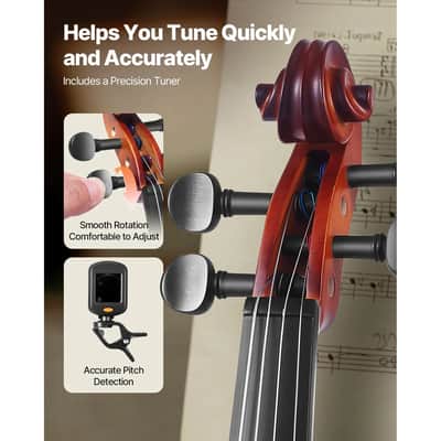 1/2 Size Violin Fiddle Set for Beginners – Solid Wood | Case, Bow, Rosin & Tuner Included image 4