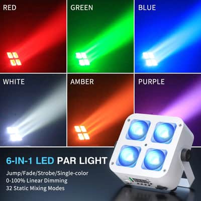 16-Pack Rechargeable Wireless LED PAR Stage Lights – RGBWA+UV Battery Uplight Set with App & DMX Control (100W Each) image 7