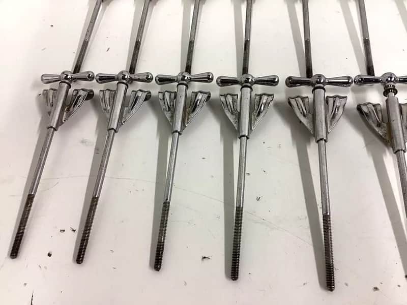 20 Ludwig Vintage Faucet Bass Drum T-Handles & Claws "NICE" 1950's - Chrome image 1