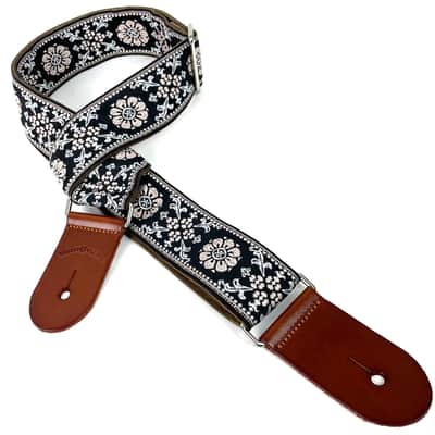 Walker & Williams H-44 Vintage Series Plush Back Shell Pink Mandala Woven Strap w/Chestnut Ends image 1